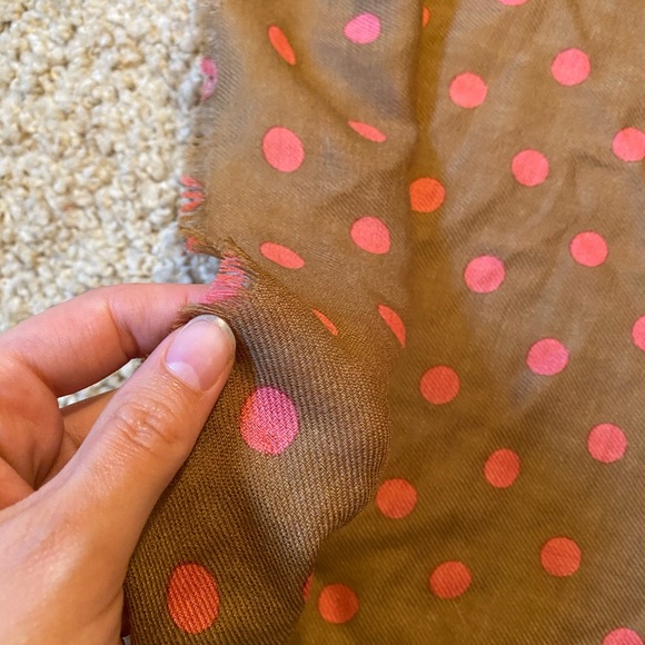 Brown and Pink Polka Dot Spring Scarf - Picture 3 of 3